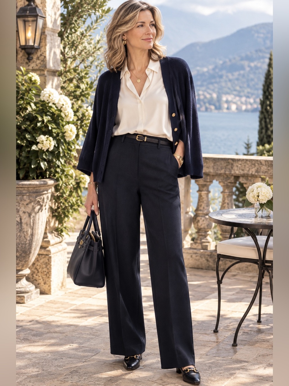 MaxMara Weekend 24 by Kate Phelan Navy wool Wide-Leg Trousers - size 12